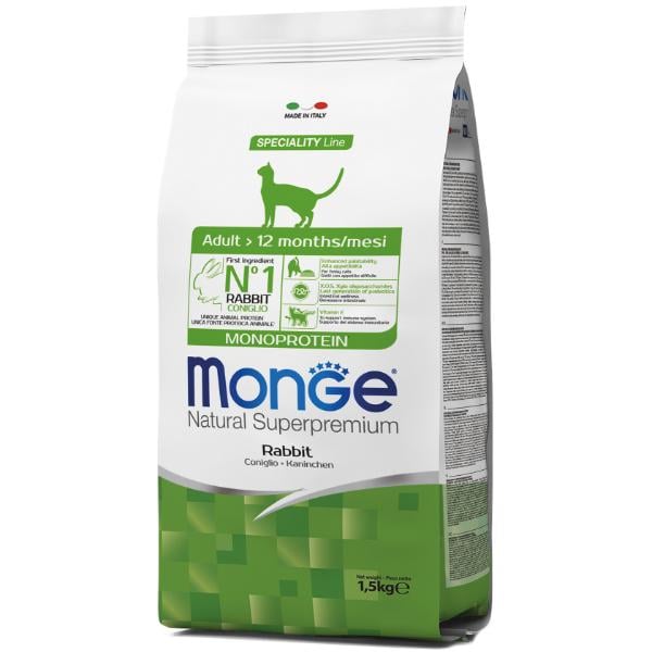 Корм для кошек сухой Monge Cat с кроликом 1,5 кг (000025725)