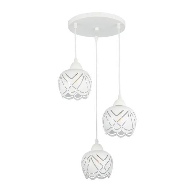 Светильник подвесной Interees V 6165-3 WH на три плафона с перфорациями под лампу Е27 IP20 Белый (00000140841)