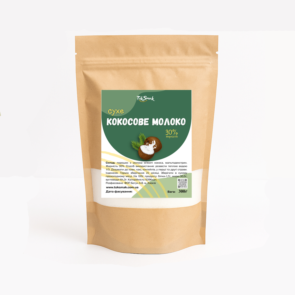 Кокосове молоко сухе TokSmak 30% без лактози 300 г (1482116901)