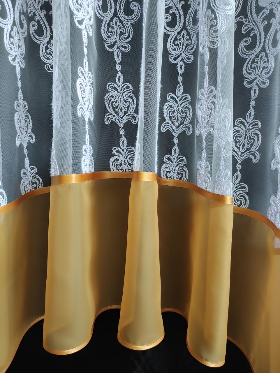 Тюль арка з ламбрекеном 300х170 см Білий з бежевим (фа-3бежб) - фото 2 Тюль арка з ламбрекеном 300х170 см Білий з бежевим (фа-3бежб) - фото 2