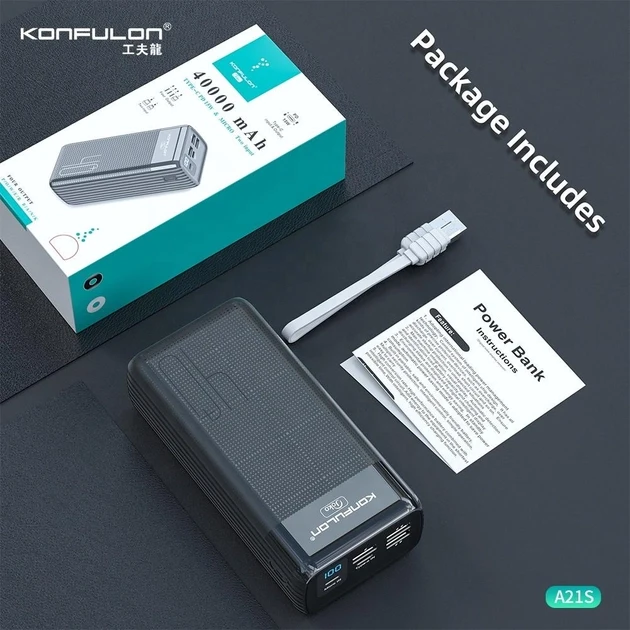 Акумулятор зовнішній Konfulon A21S 40000 mAh 40000 mAh - фото 10