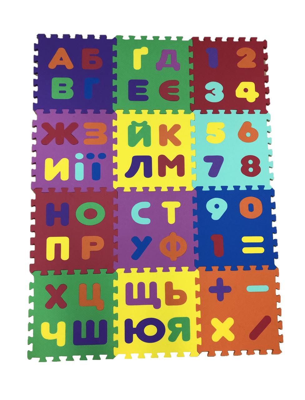 Килимок-пазл EVA Абетка та математика набір 1,08 м2 товщина 10 мм щільність 100 кг/м3 30х30 см 12 шт. Килимок-пазл EVA Абетка та математика набір 1,08 м2 товщина 10 мм щільність 100 кг/м3 30х30 см 12 шт.
