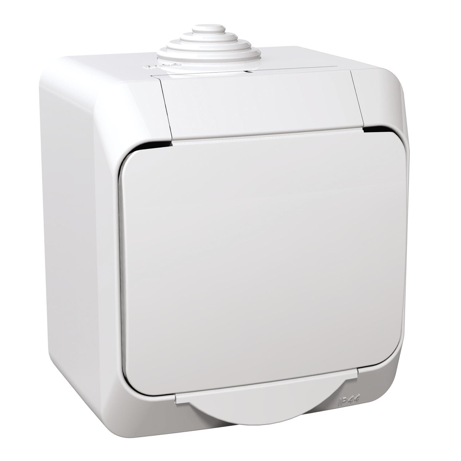 Розетка Schneider Electric Cedar Plus накладная с защитной крышкой IP44 Белый (WDE000540)