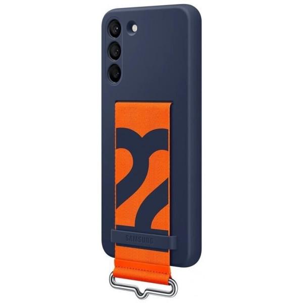 Защищенный чехол Samsung Galaxy S22 Silicone Cover With Strap SM-S901 Blue Синий - фото 2