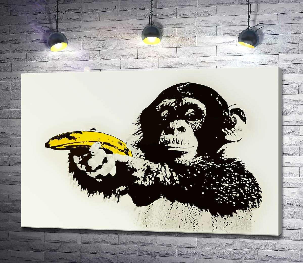 Картина ArtPoster Обезьяна с бананом – Бэнкси (Banksy) 100x66 см Модуль №1 (003234)
