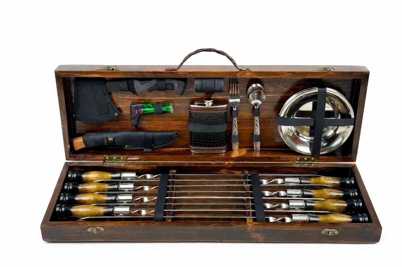 Подарочный набор шампуров в кейсе Grill Master ПИКНИК LUX 36 пред. Коричневый (147-10-KS-7802)