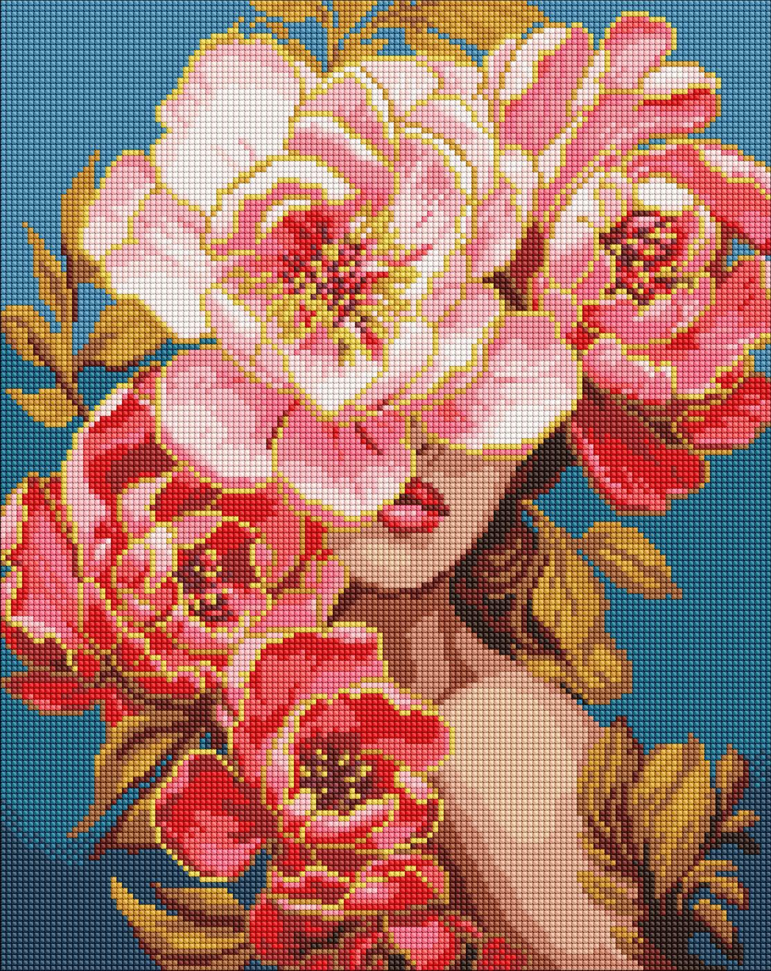 Набір з алмазною мозаїкою Ideyka Квітуча грація AMO8004 на підрамнику 40x50 см (MTT-199088)