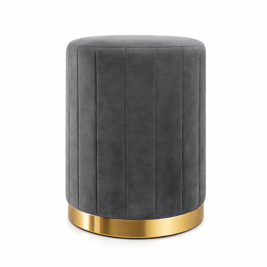 Пуф круглый RIAS DSF-201 бархатный с золотистым основанием 30x40 см Dark Grey (3_07986)