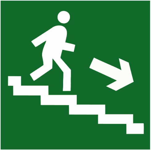 Знак эвакуации Указатель движения вправо по ступенькам вниз (д-8020)