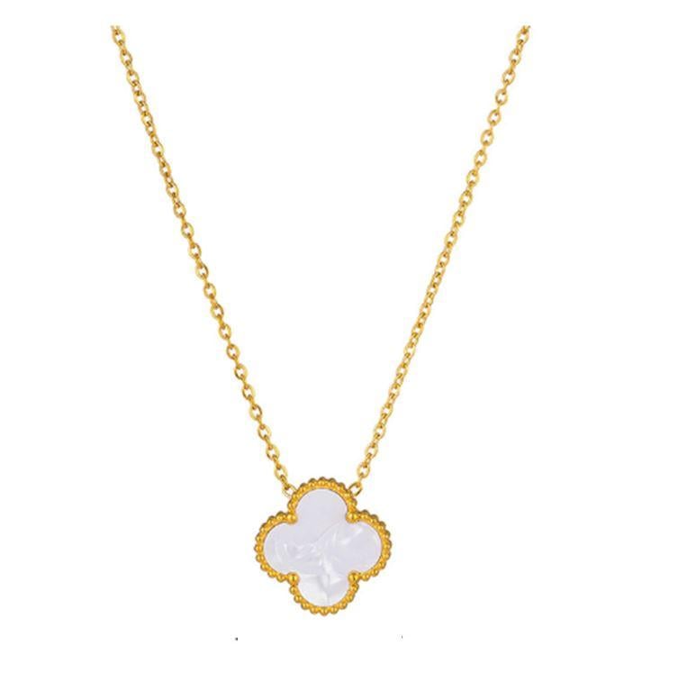 Подвеска женская Jingrong М580248 в виде клевера в стиле Van Cleef Золотой/Белый (2489272704)