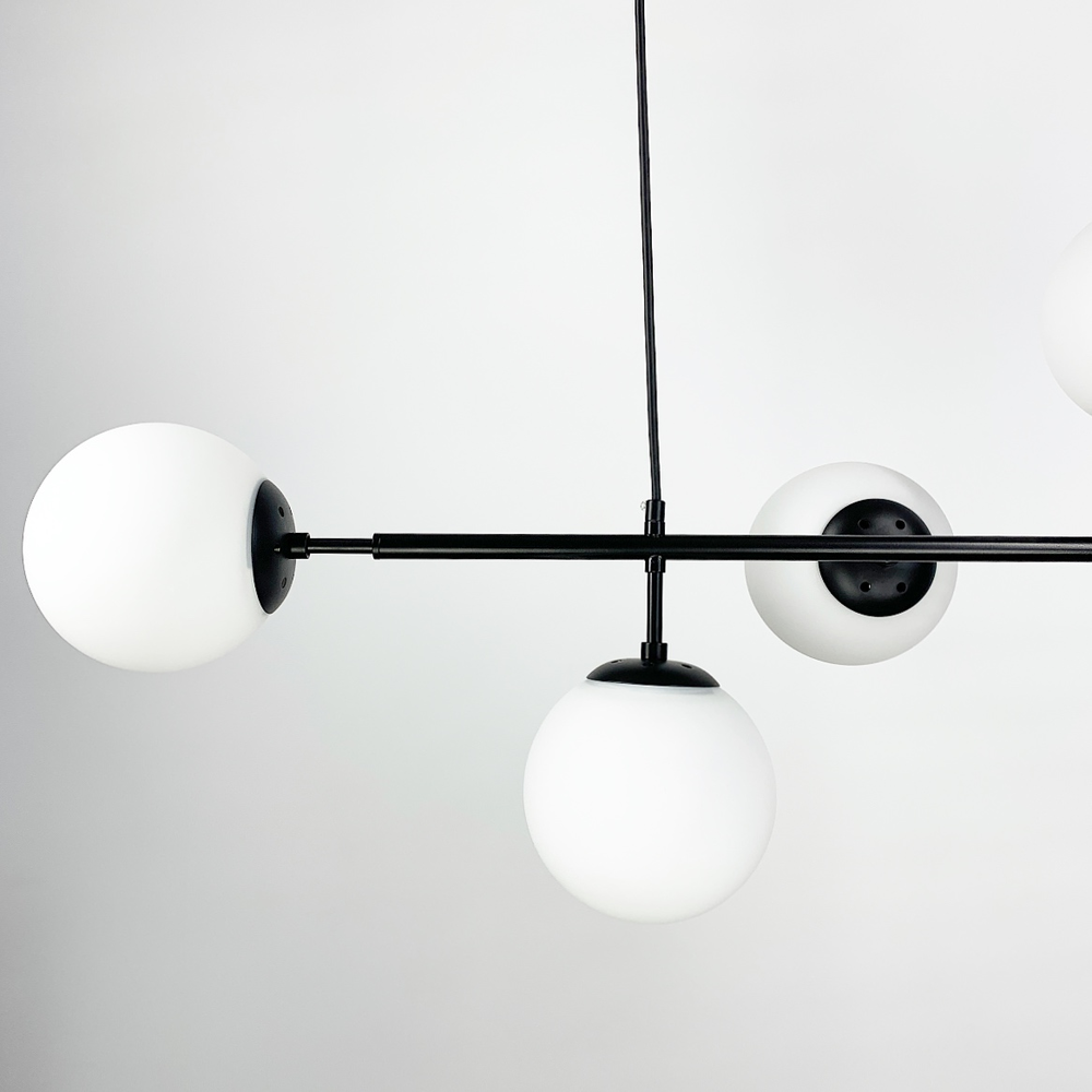 Люстра видовжена на 6 плафонів кріплення на планці тип В Чорний (SGJ 7/6B BK+BK) - фото 3