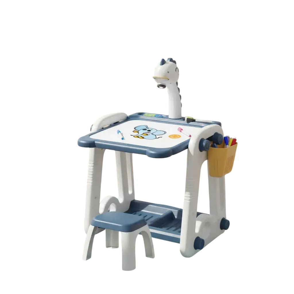 Мольберт-стол детский для рисования YM2210-210A с проектором из пластика 70х50х65 см Сине-белый (150-7-YM2210-210A)
