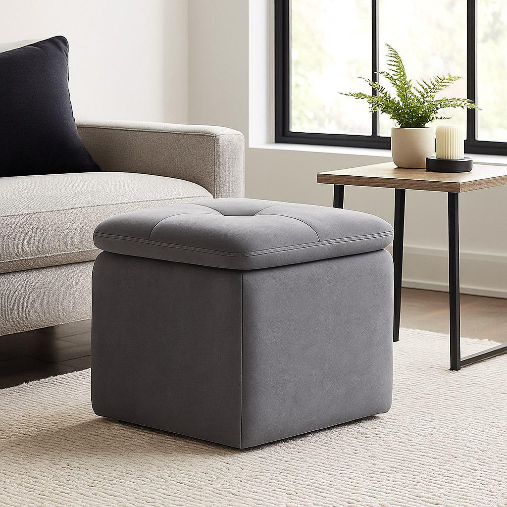 Пуф Nico з нішею 40х40х40 см Сірий (AI 17) - фото 2 Пуф Nico з нішею 40х40х40 см Сірий (AI 17) - фото 2