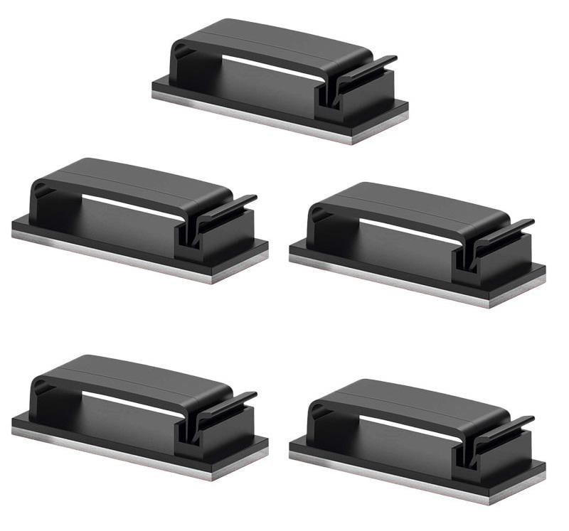 Тримачі для кабелів та зарядних шнурів з липким шаром для фіксаціїї пластиковий 5 шт. Чорний (U9676)