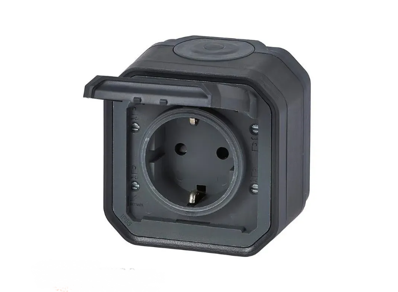 Розетка 2К+С з гвинтовими клемами накладна Legrand IP55 PLEXO Антрацит (33232988)