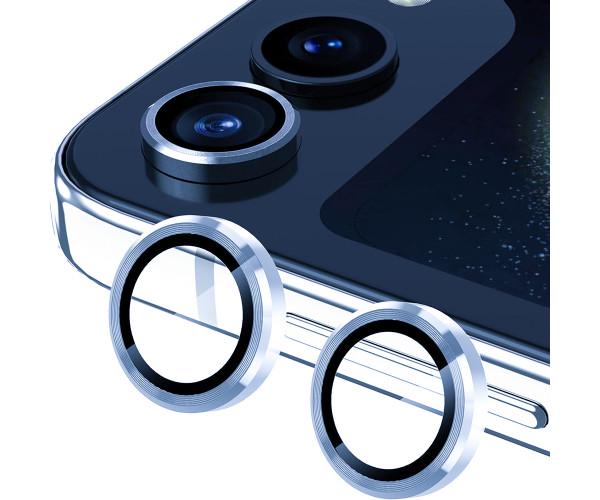 Защитное стекло с рамкой CD Pattern на заднюю камеру для Samsung Galaxy Z Flip5 Голубой
