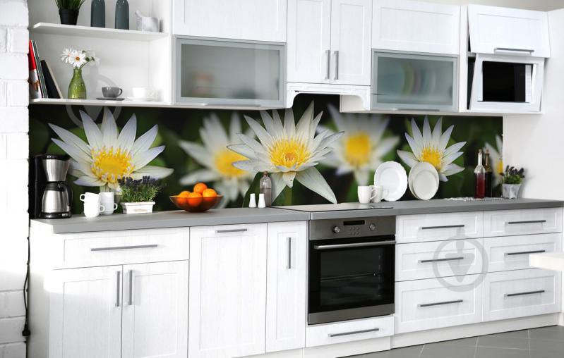 Скинали на кухню Zatarga «Цвет речного лотоса» 600х2500 мм виниловая 3Д наклейка кухонный фартук самоклеящаяся