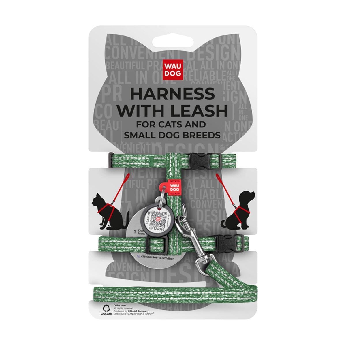 Шлей с поводком для кошек Waudog Re-cotton светоотражающий с QR паспортом XS 10 мм х 122 см х 25-40 см х 20-30 см Зеленый (147018 Col) Шлей с поводком для кошек Waudog Re-cotton светоотражающий с QR паспортом XS 10 мм х 122 см х 25-40 см х 20-30 см Зеленый (147018 Col)