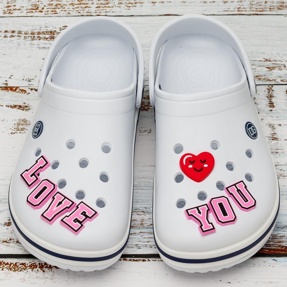 Джибитсы для кроксов набор розовых букв LOVE-YOU сердце-смайл 8 шт. (2092689470)