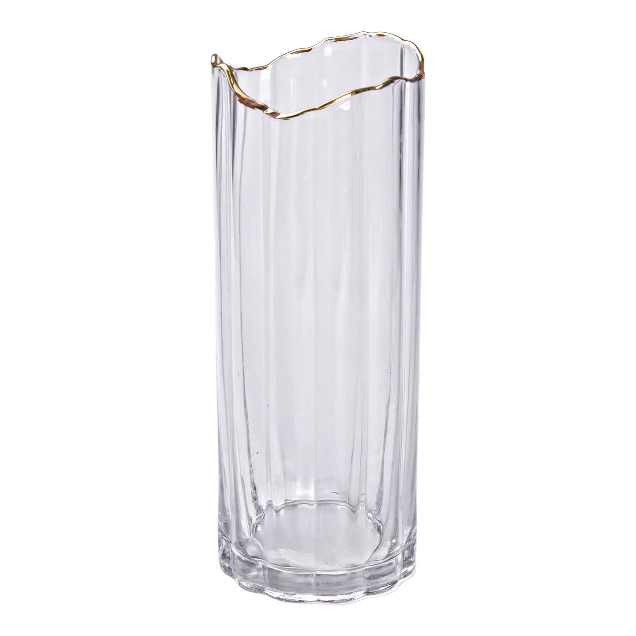 Ваза для цветов HP-9-12 декоративная стеклянная фигурная 800 мл 21 см Желто-серый (4944)