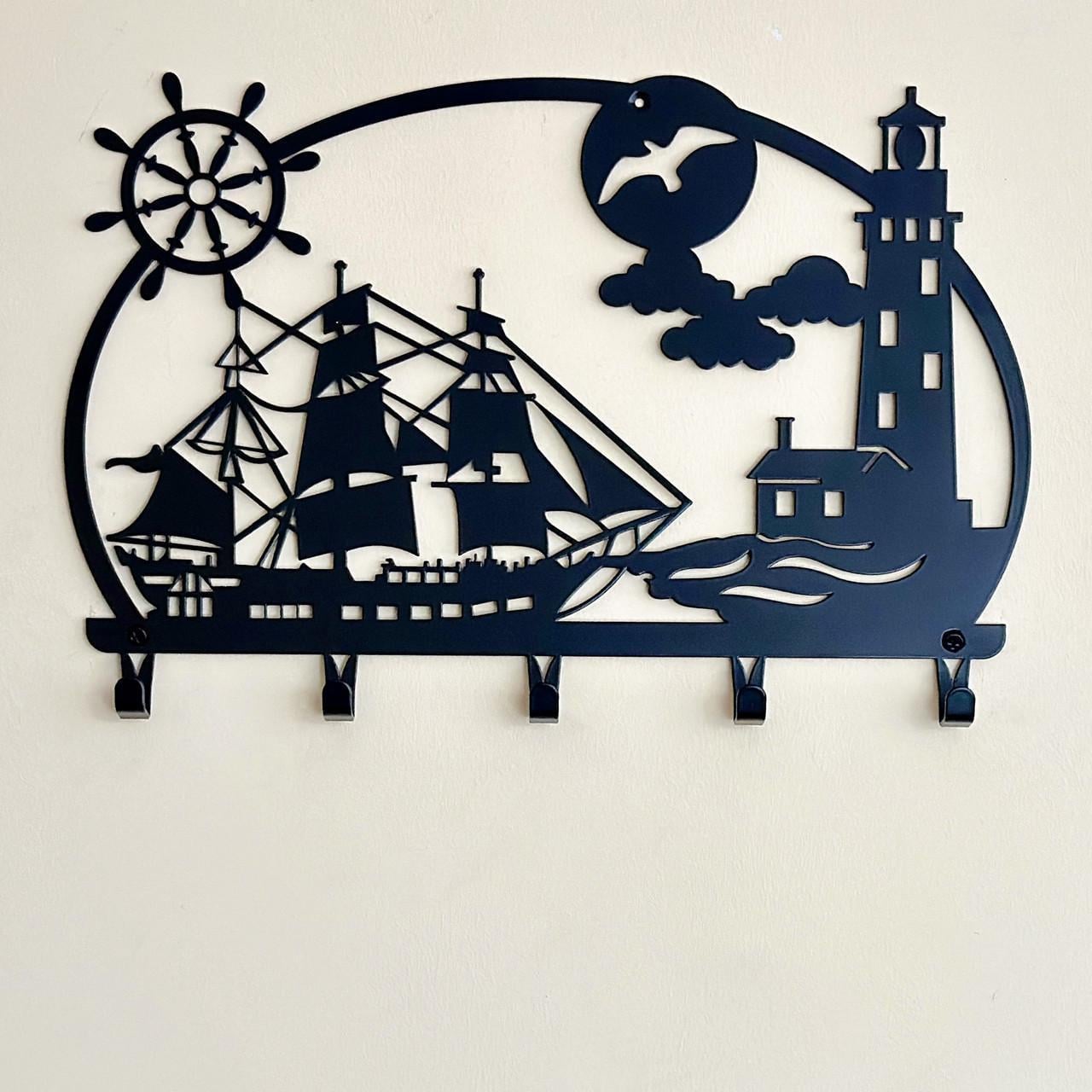 Ключница Корабль и маяк 5 крючков 25 см (32022521S)