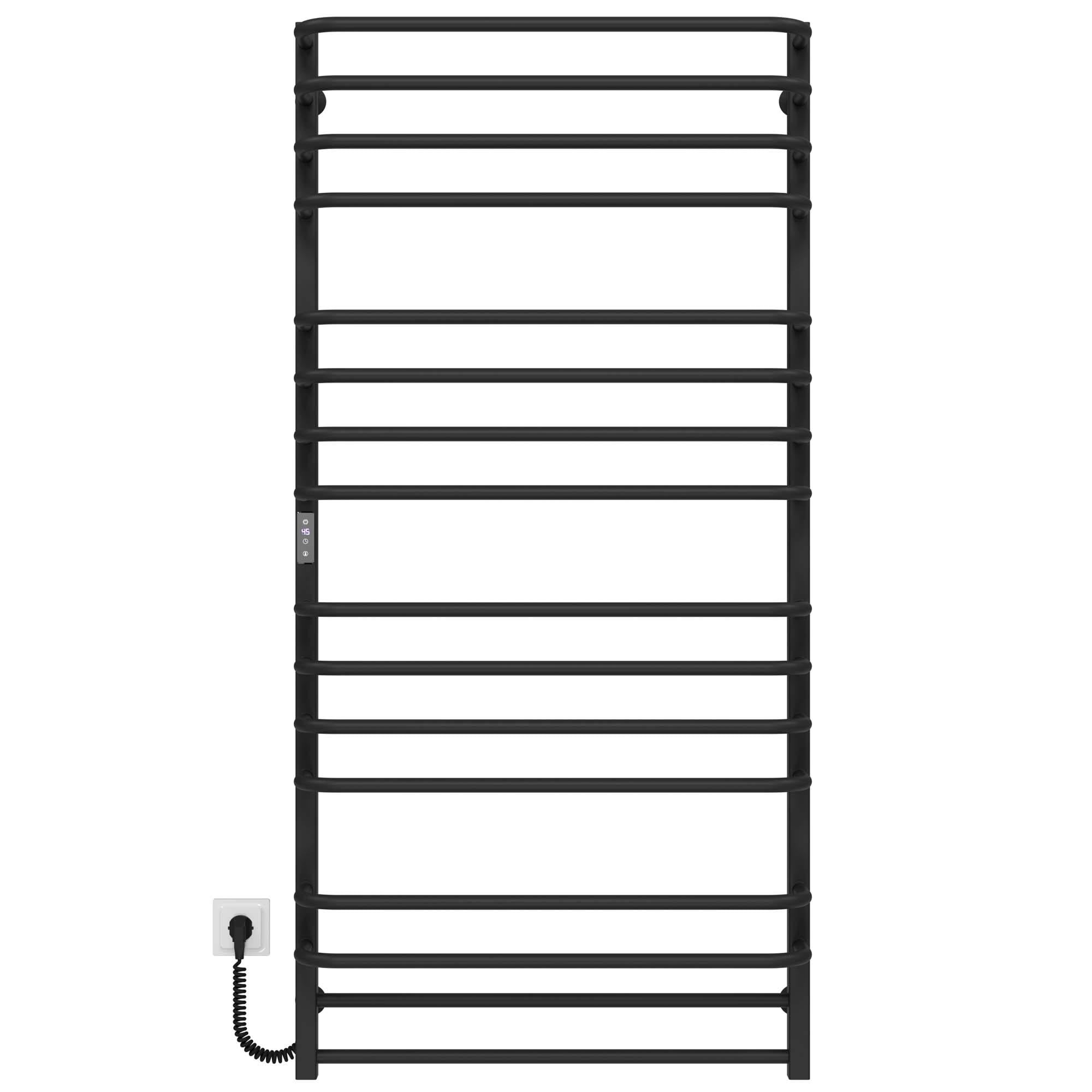 Полотенцесушитель электрический Deffi Lux П16 JD04 левое подключение нержавеющая сталь 700х1500 мм Черный (A.LU.150.70.16.EBL2)