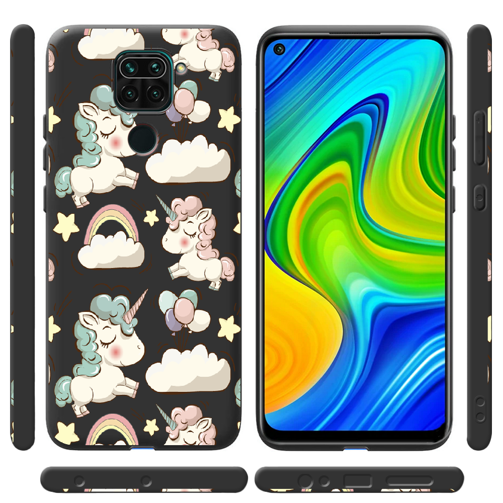 Чехол с рисунком Boxface Xiaomi Redmi Note 9 Unicorns Черный силикон (39801-cc2-41087) - фото 2