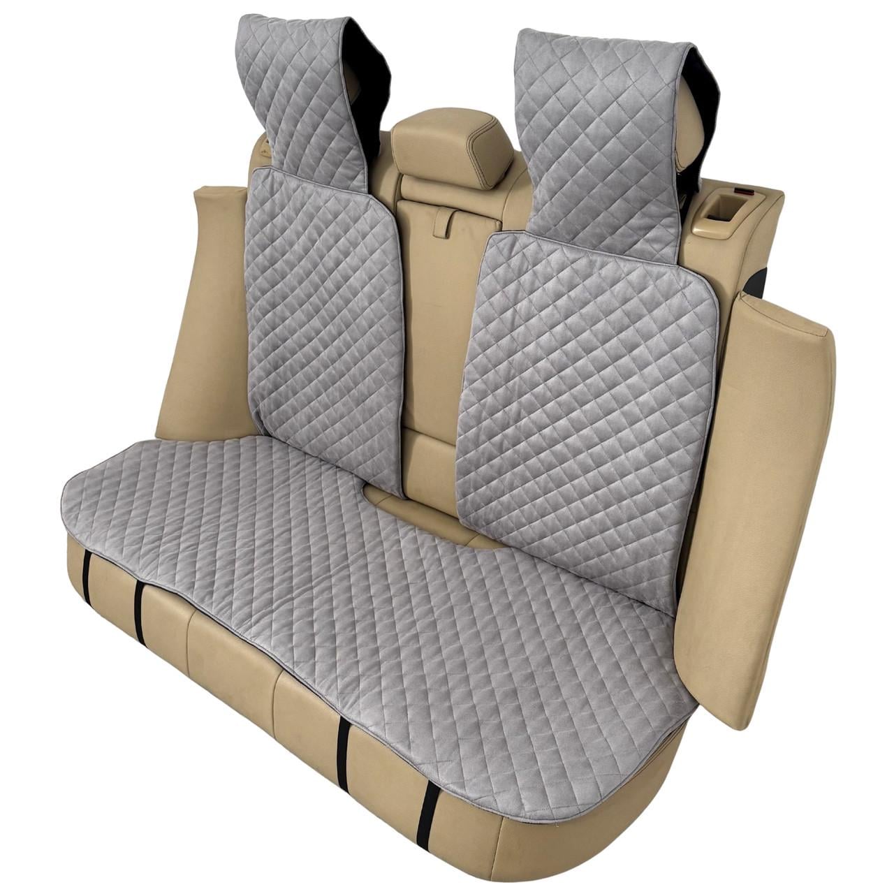 Чехол-накидка на заднее сиденье из алькантары Runa с подголовником Серый (344-3-N)