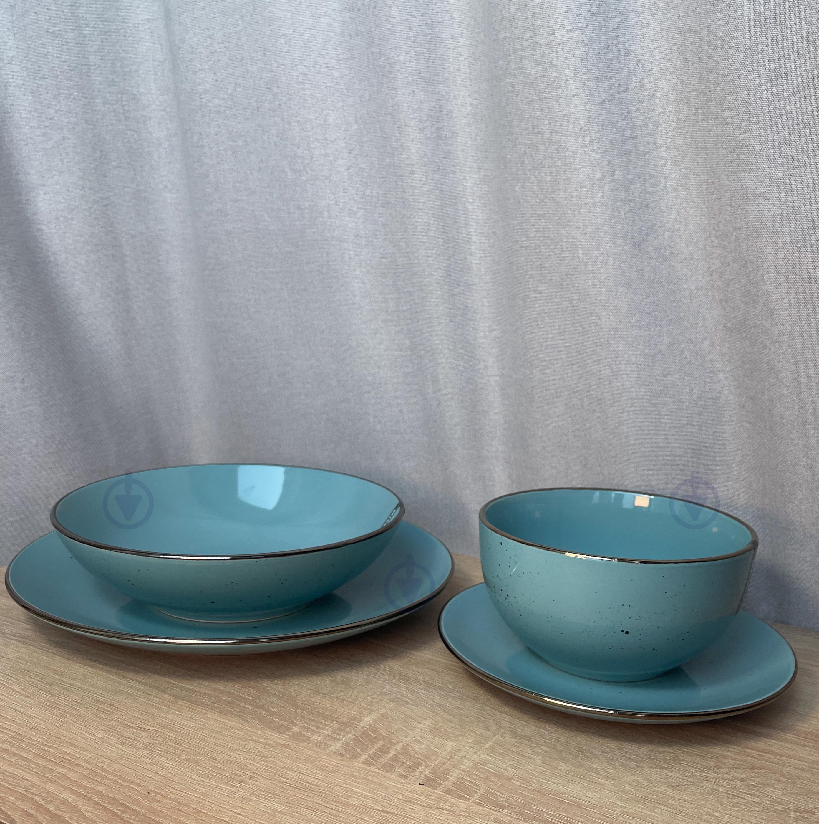 Сервіз столового посуду Ardesto Bagheria 48 предметов 12 персон кам'яна кераміка Бірюзовий - фото 2