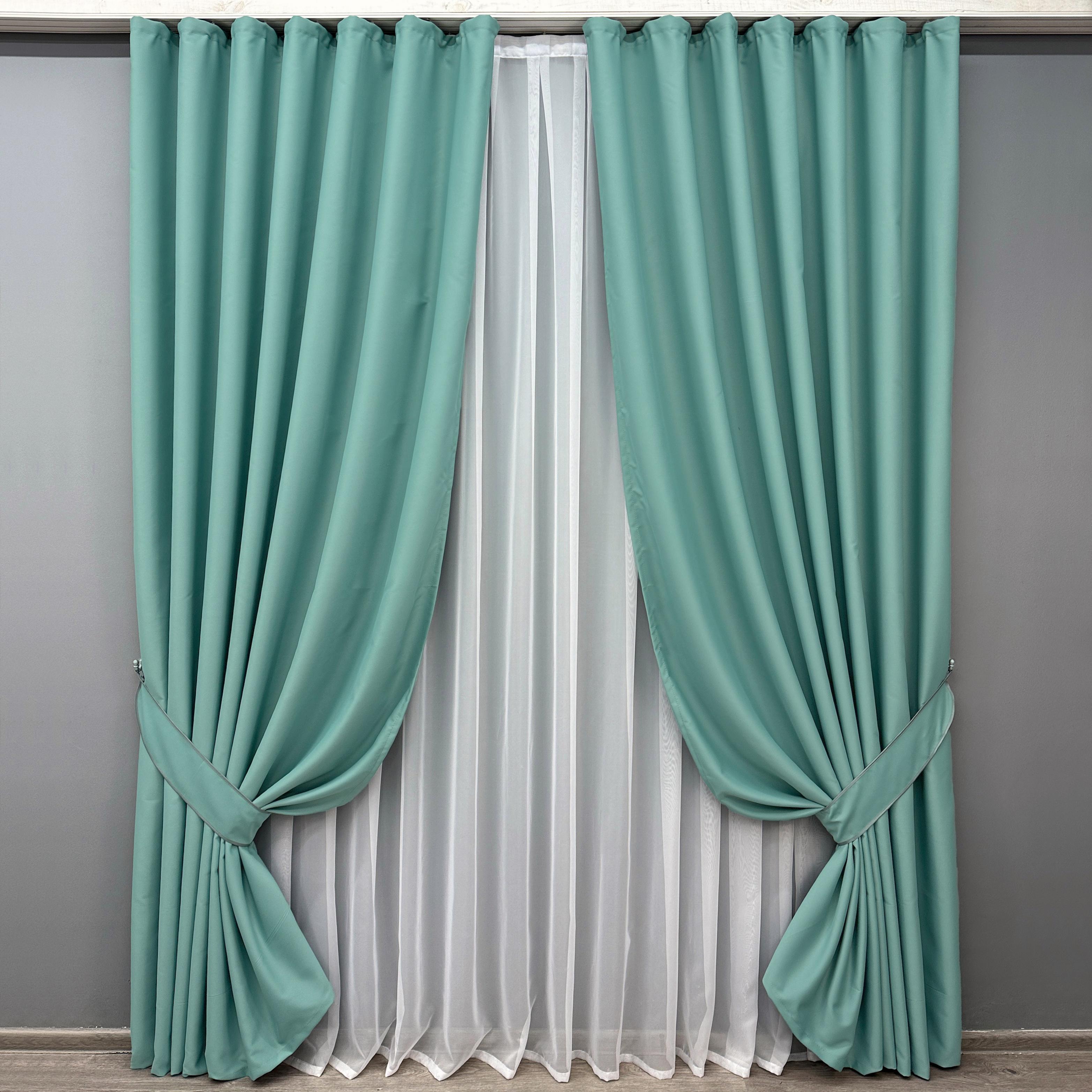 Комплект штор VR-Textil Midnight № 1229ш блэкаут 150х290 см 2 шт. Бирюзовый (33-0057)