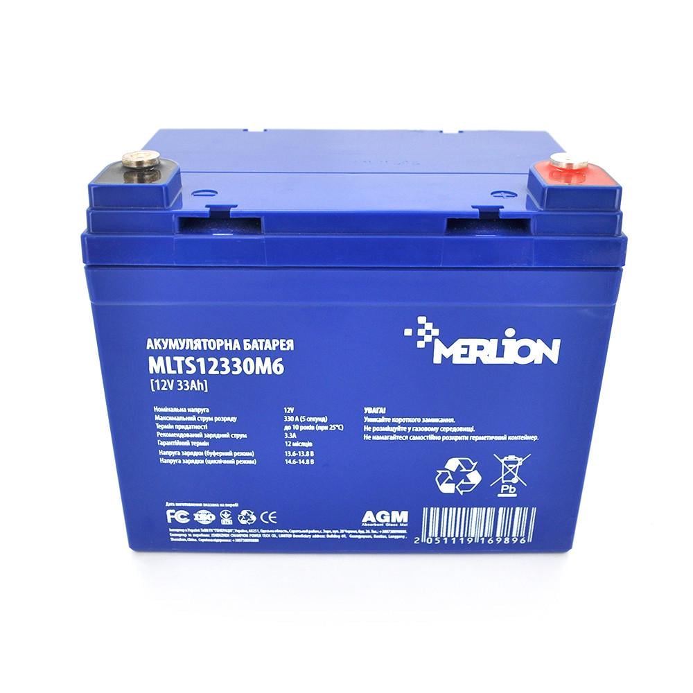 Батарея аккумуляторная MERLION FOR TESLA AGM MLTS12330M6 12 V 33 Ah Blue