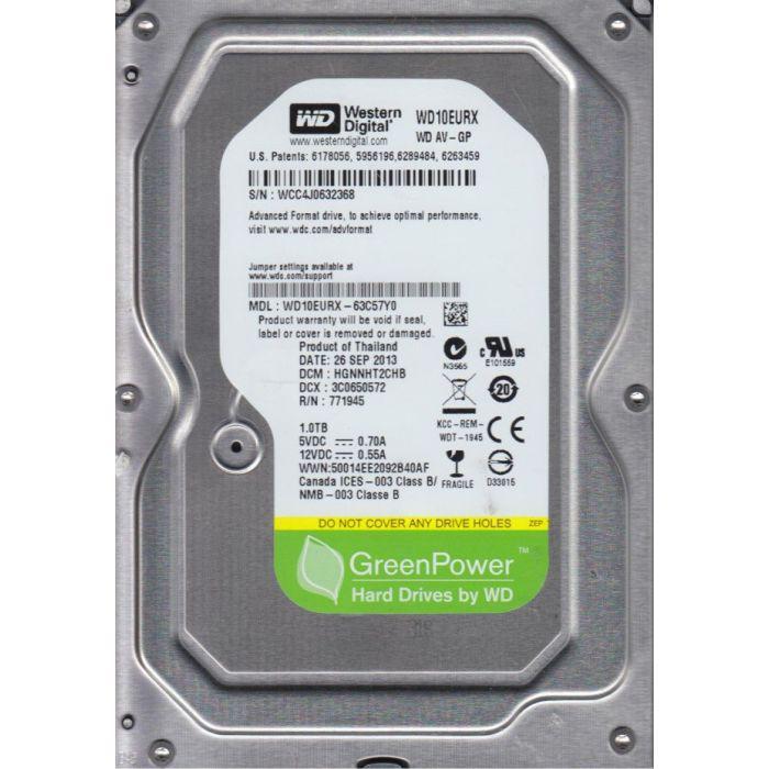 Накопитель HDD SATA 1,0 Tb WD AV-GP 64 Mb (WD10EURX)