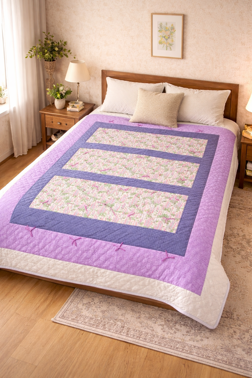 Покривало печворк ручної роботи 150х200 см Весняний бузок Покривало печворк ручної роботи 150х200 см Весняний бузок