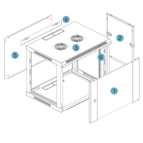 Шкаф настенный Kingda 19" 12U 600x450 мм Черный (KD-007-6412) - фото 2