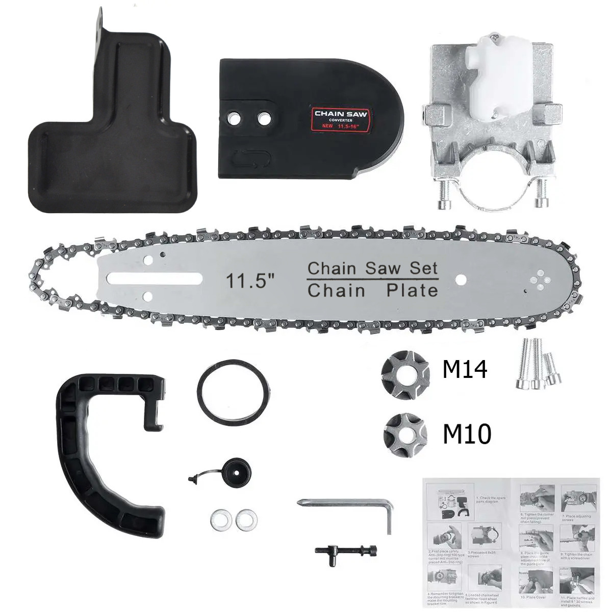 Цепная насадка пила на болгарку 11,5" кронштейн М14-М10 (id_84118)