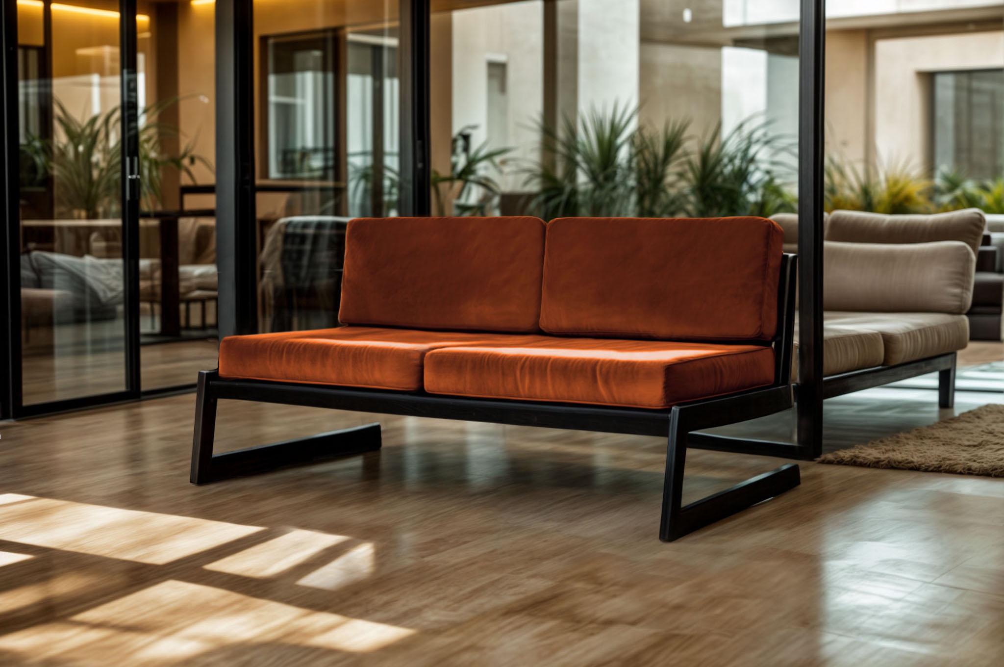 Диван металевий Tobi Sho Флекс DV6 з подушками 750х1560х700 мм велюр 22/Рудий (DV069082)