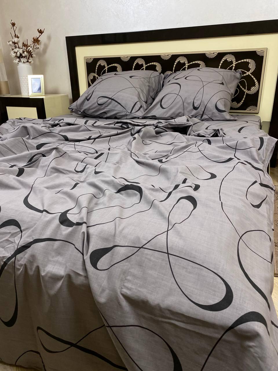 Комплект постельного белья Петля хлопковый полуторный 150х220/70х70 см Серый (11230596)
