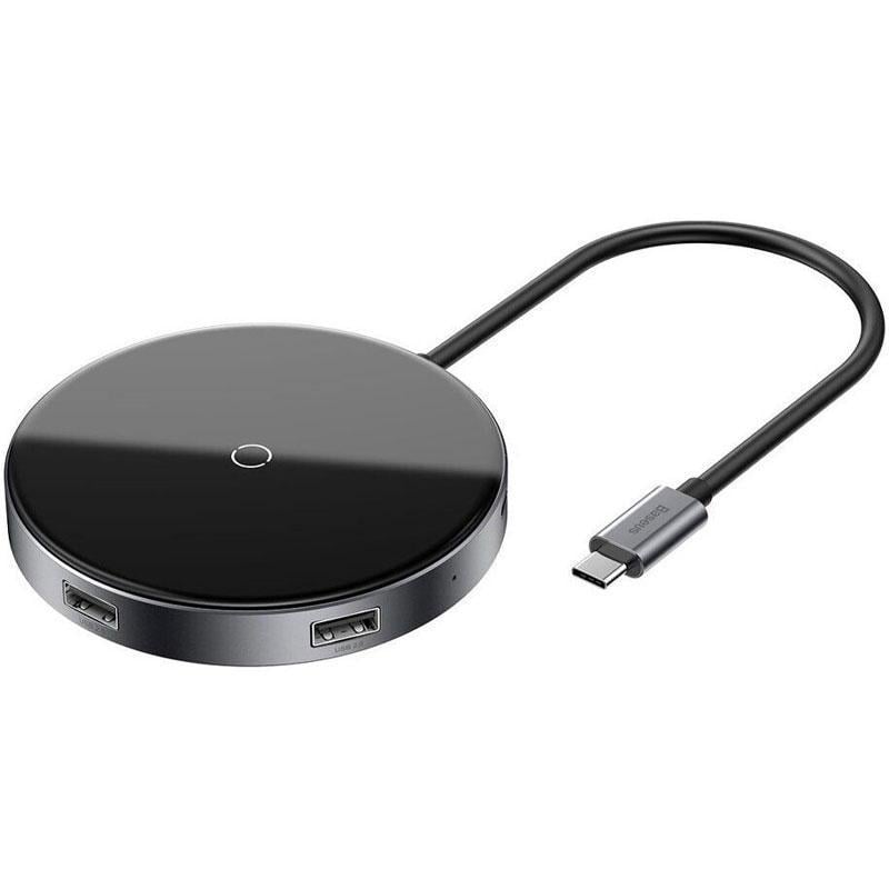 Пристрій бездротовий зарядний Baseus Circular Mirror Wireless Charger Hub Type-C to USB3.0/USB2.0 Type-C