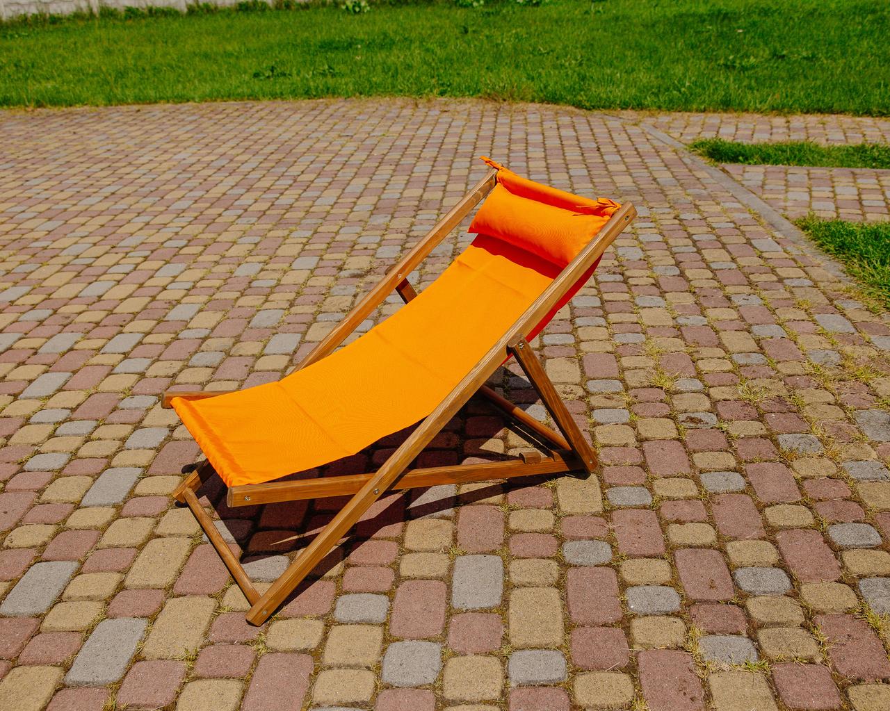 Шезлонг для дачи тканевый XRmaster с подушкой Оранжевый/Коричневый (0001761) - фото 2