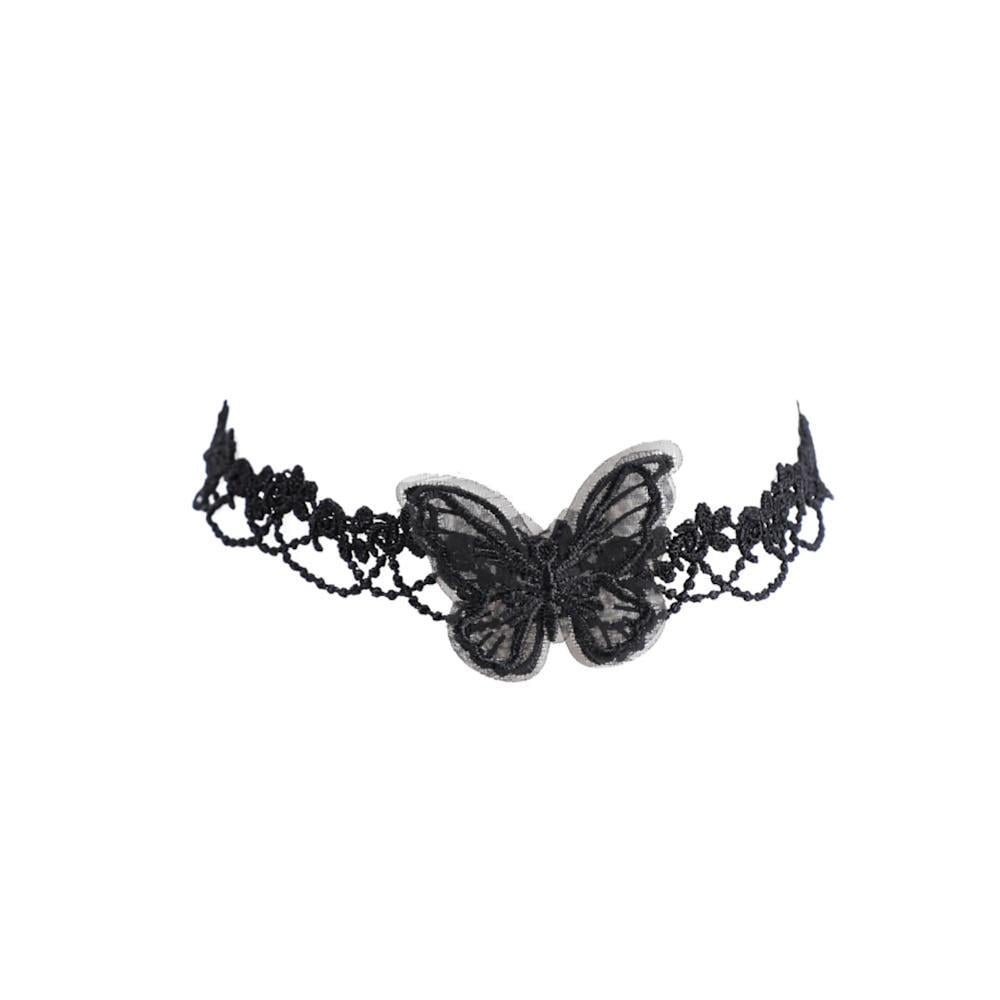 Чокер на шию метелик із мереживом Чорний (3000004127)
