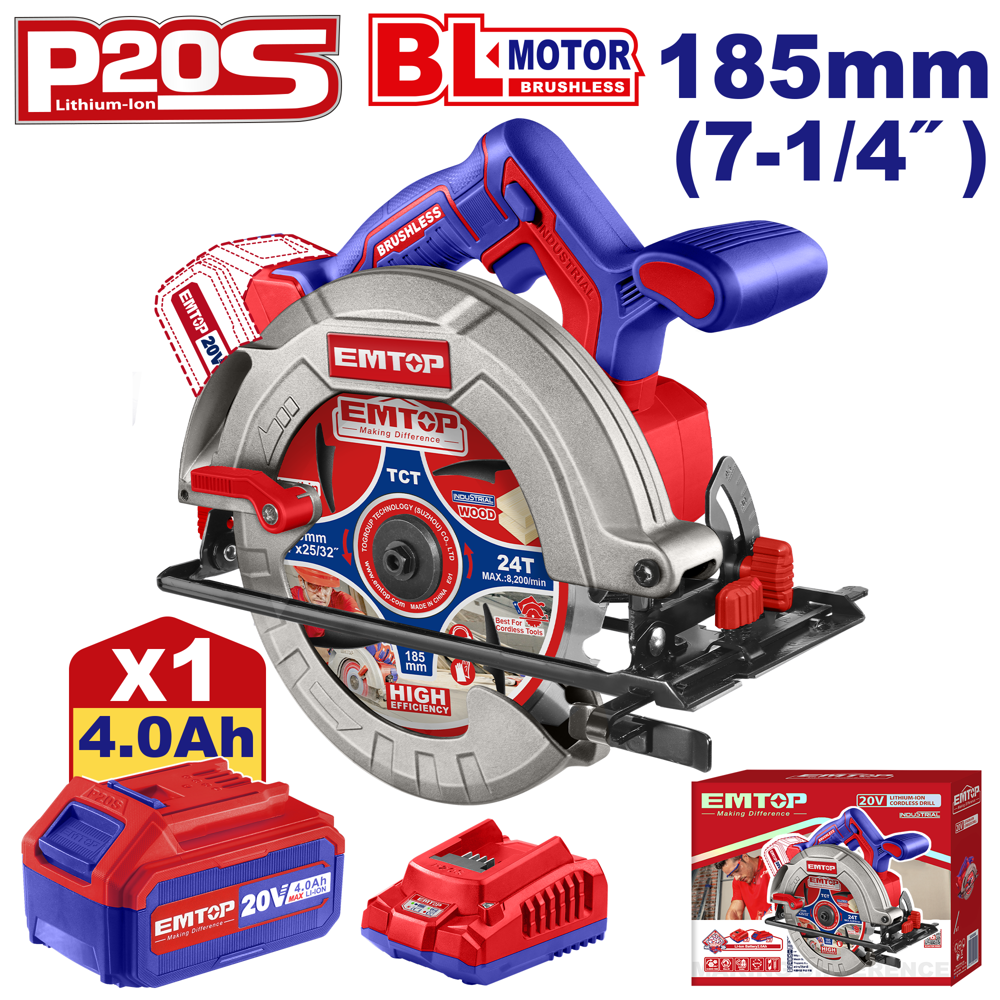 Пила дискова акумуляторна EMTOP ELCS18511 - фото 11 Пила дискова акумуляторна EMTOP ELCS18511 - фото 11