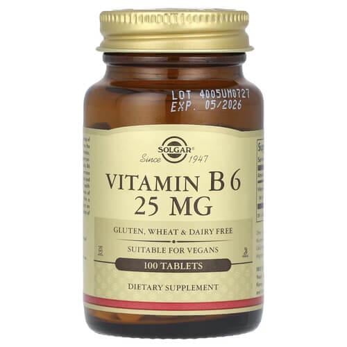 Пиридоксин B-6 Solgar Vitamin B6 25мг 100 табл. (SOL-03082)