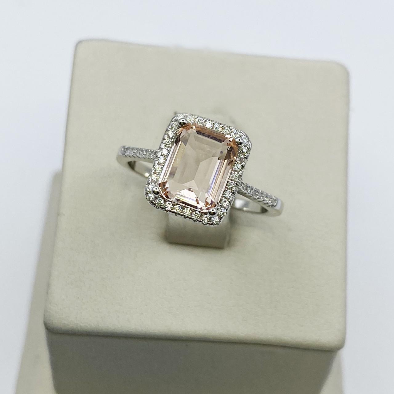 Кольцо серебряное с морганитом и кубическим цирконием р. 18,5 3,24 г (1960014251)