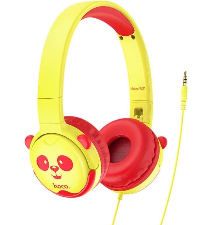 Наушники детские проводные HOCO Childrens headphones W31, желтые