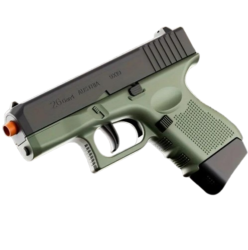 Игрушечный пластиковый автоматический пистолет Глок G26 стреляет пластиковыми пулями с отделяющейся гильзой (Gl7)