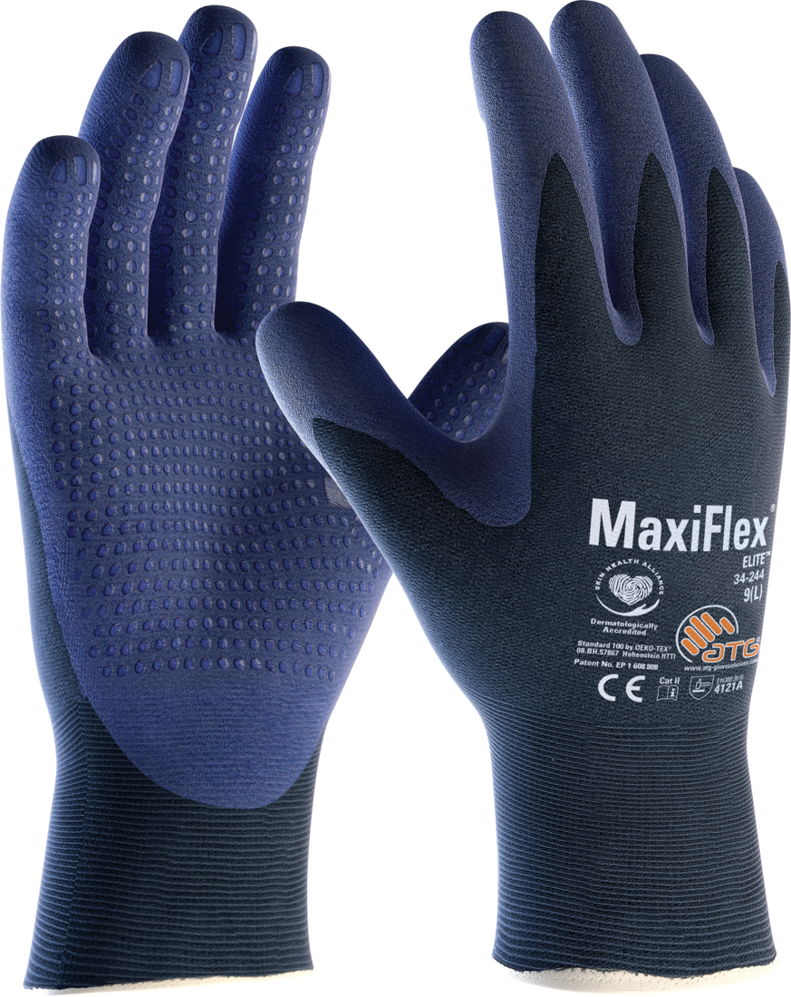 Захисні високотехнологічні рукавички ATG Gloves MaxiFlex Elite р. 11/XXL Синій (34-244) - фото 1