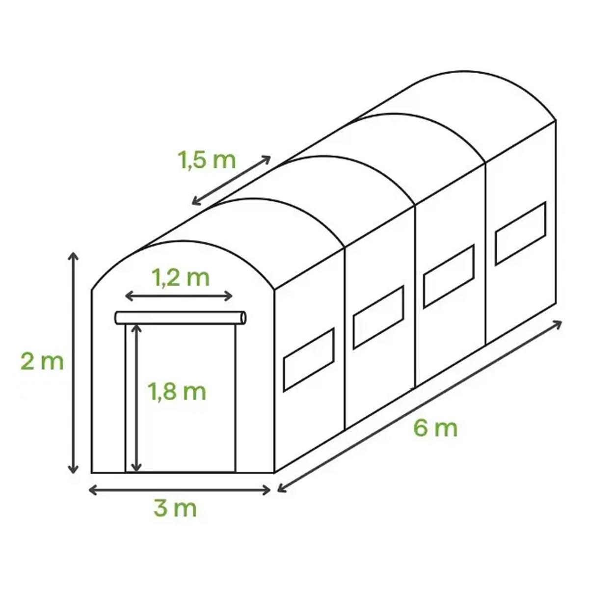 Теплиця садова Focus Garden 002955 подвійні двері 3x6x2 м Білий - фото 5