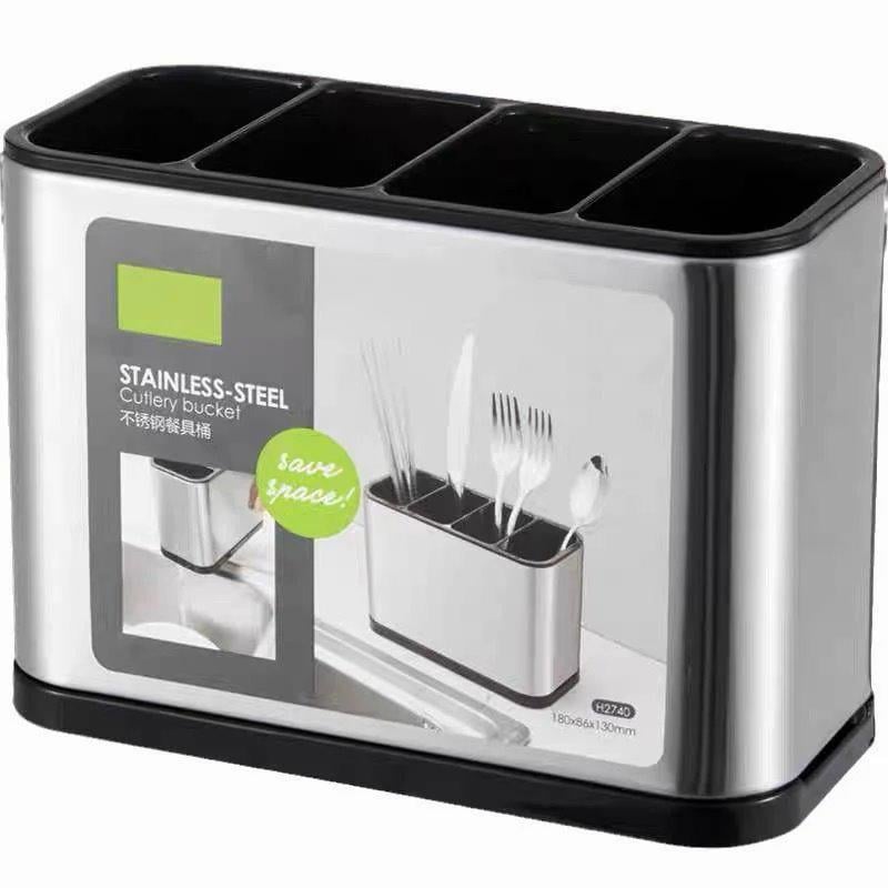 Органайзер кухонний для столових приладів із пластику/сталі прямокутний 20,2х8,4х13,5 см Сірий