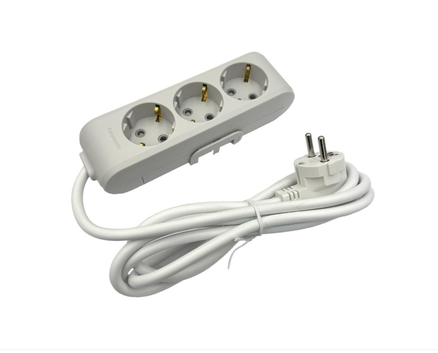 Удлинитель с заземлением Panasonic 3 гнезда с защитными шторками X-tendia 5 м Серый (НФ-00001876)