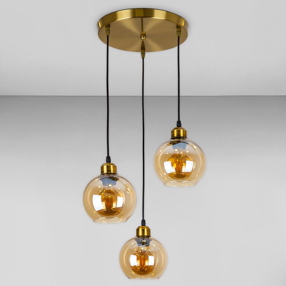 Люстра подвесная Лофт Light House LS-18639F-3 BRZ/BR 300 Бронзовый/Янтарный